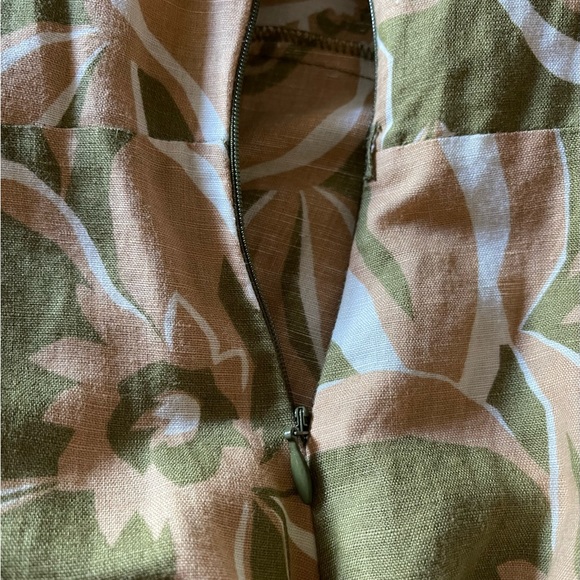 Context | Flirty Floral Linen Blend Dress With Ruffle And Side Zipper | Size 10 - Picture 5 of 5